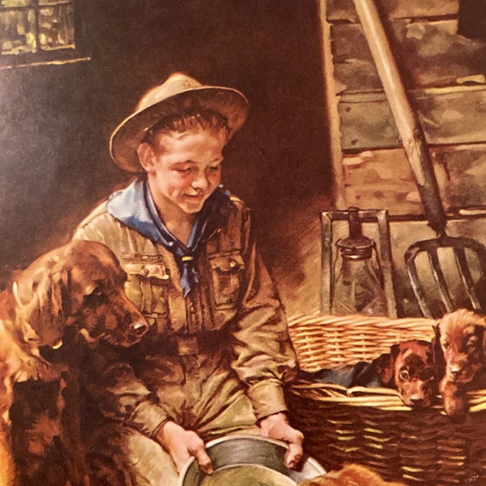 Vintage Style Art Print with Dogs